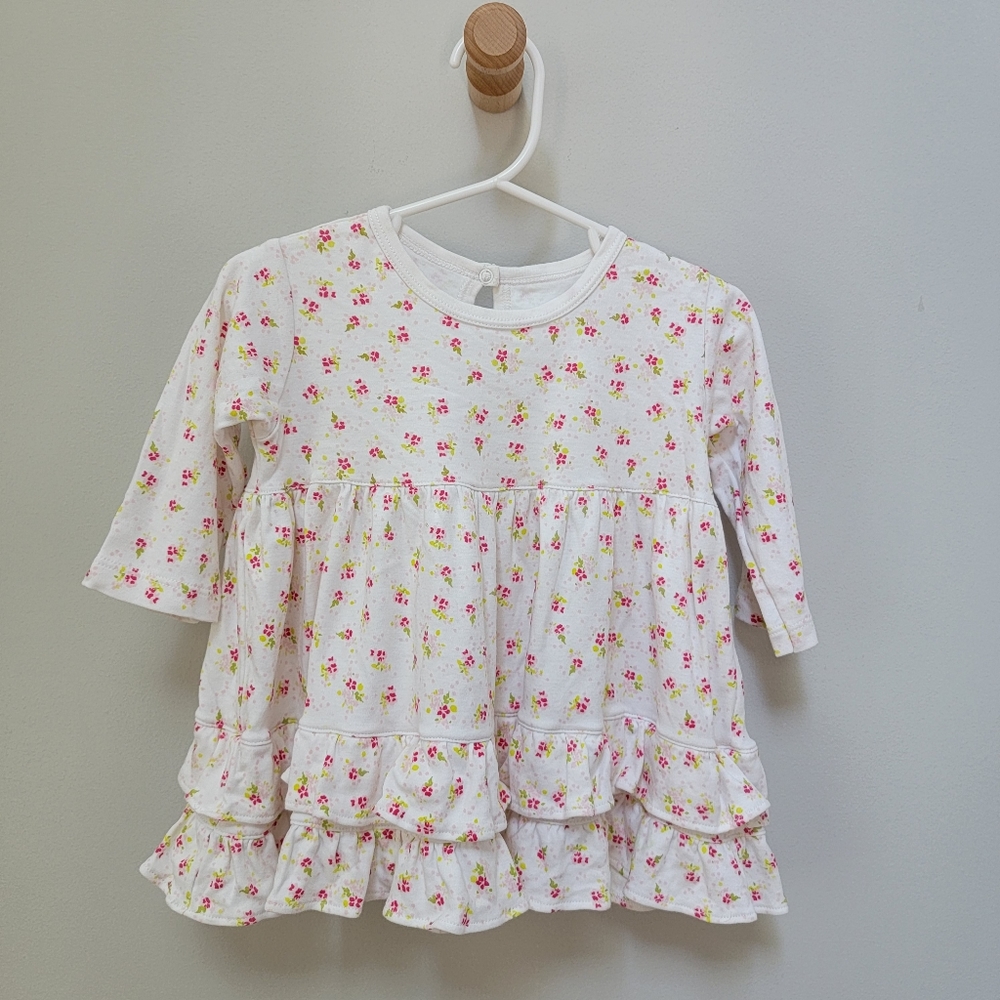Margery Ellen Baby Tiered White with Pink Flower Dress, size 12-18 months